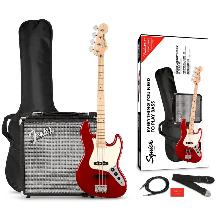 Paquete de Bajo Eléctrico Squier Affinity Jazz Bass Con Amplificador Fender Rumble 15W - Imagen 8