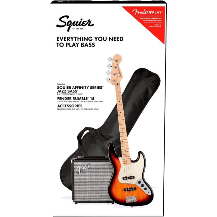 Paquete de Bajo Eléctrico Squier Affinity Jazz Bass Con Amplificador Fender Rumble 15W - Imagen 6