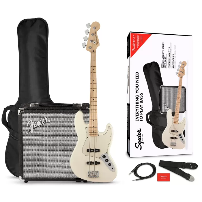 Paquete de Bajo Eléctrico Squier Affinity Jazz Bass Con Amplificador Fender Rumble 15W - Imagen 7