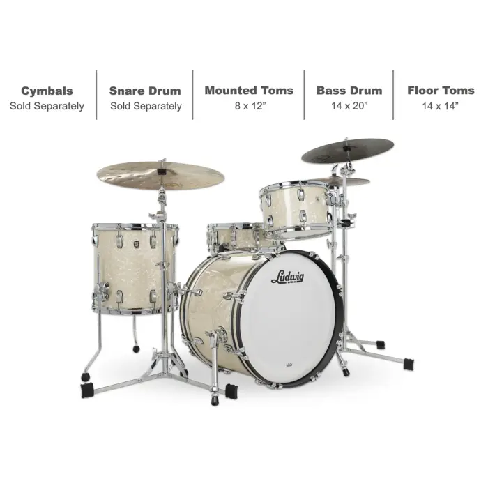 Batería Ludwig Classic Oak Downbeat Shell Pack de 3 Piezas Con Bombo 20" - Imagen 2