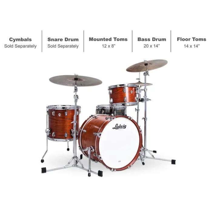 Batería Ludwig Classic Oak Downbeat Shell Pack de 3 Piezas Con Bombo 20" - Imagen 7